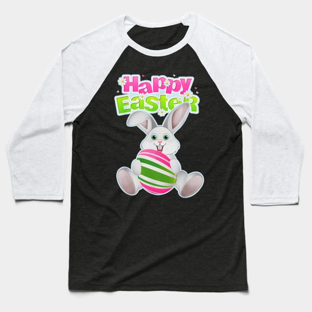 Funny Bunny Rabbit Happy Easter Day Baseball T-Shirt by Marcelo Nimtz